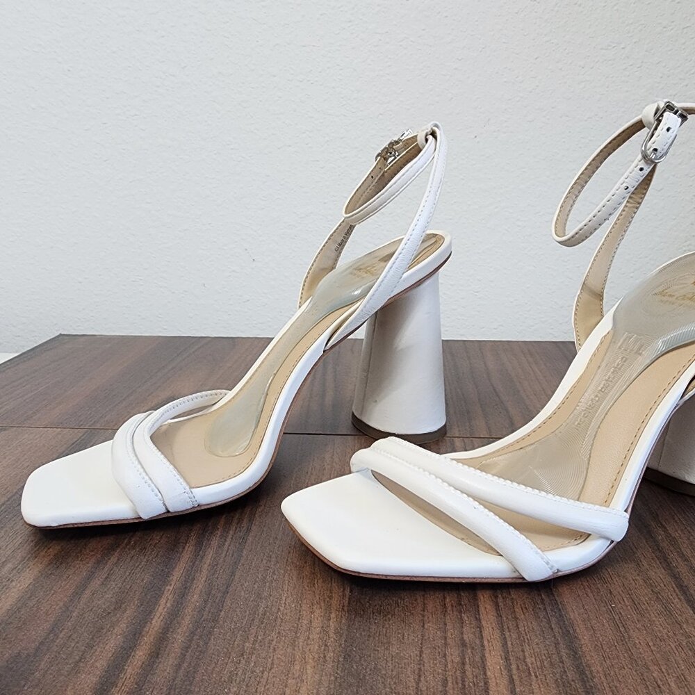 Sam Edelman KIA Block Heel Sandal, White Leather Size 7.5